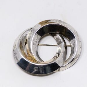 Vintage Sterling Silver Interlocking Circles Brooch Pin By Jordan
